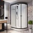 Душевая кабина Domani-Spa Delight Slim 128 L DS01DS128LLWCl00.Gt-Black.MP.P. низкий поддон. белые стенки прозрачное стекло графит профиль 120x80x218