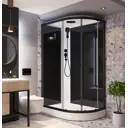 Душевая кабина Domani-Spa Delight Slim 128 L DS01DS128LLBCl00.Gt-Black.MP.P. низкий поддон. черные стенки прозрачное стекло графит профиль 120x80x218