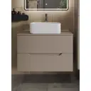 Тумба с раковиной подвесная Topline FLIPTUS80L-2460W 80 см цвет латте матовый