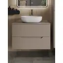 Тумба с раковиной подвесная Topline FLIPTUS80L-5480W 80 см цвет латте матовый