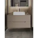 Тумба с раковиной подвесная Topline FLIPTUS100L-4500W 100 см цвет латте/белый