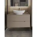 Тумба с раковиной подвесная Topline FLIPTUS100L-8585W 100 см цвет латте/белый