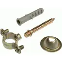 Хомут оцинкованный TeRma 28 мм без резинового уплотнителя в комплекте с шурупом дюбелем и чашкой по 10 шт