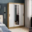 Шкаф-купе Бтс Тео 200x131x50 см 4 полки ЛДСП цвет дуб крафт золотой/белый