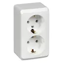 Розетка двойная накладная Systeme electric Этюд PA16-007B с заземлением цвет белый