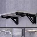 Кронштейн усиленный складной с фиксатором для полки и стола 350 мм черный 2 шт.