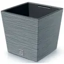 Кашпо Furu square low Prosperplast d 24 см 23.5 см 10 л полипропилен серый/серебристый без автополива