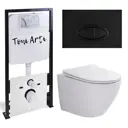 Комплект инсталляция и безободковый унитазом TONI ARTI TA-01+TA-1900T+TA-0054 Russi торнадо, с клавишей Freto с сиденьем с микролифтом