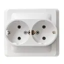 Розетка двойная встраиваемая Systeme electric Этюд PC16-007B с заземлением цвет белый