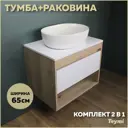 Комплект тумба под раковину Teymi Ritta 65 дуб эврика/белый матовый и раковина Solli 48 F03349