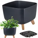Горшок цветочный Gracia square Prosperplast d 29 см 22 см 12 л полипропилен черный без автополива на ножках