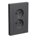 Розетка двойная встраиваемая Systeme electric AtlasDesign ATN001422 со шторками цвет базальт
