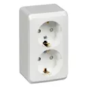 Розетка двойная накладная Schneider electric Этюд PA16-008B с заземлением и шторками цвет белый