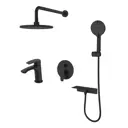Комплект смесителей Milardo Rora ROR0002M70 2 в 1: Душевая система и смеситель для раковины цвет черный матовый