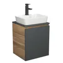 Тумба Bauedge Bau Dream Blackwood 50 графит раковина Cerama 48x37 белая смеситель Hotel Black черный