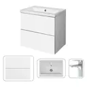 Тумба с раковиной AM.PM M90-FHX0602-F90A02100 со смесителем Gem хром, подвесная, 60 см, белый глянец