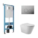 Комплект Aqueduto: инсталляция Tecnica Novo, унитаз Cone 52.5x36 белый, панель смыва Circulo Novo цвет хром