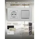 Розетка с выключателем встраиваемые с рамкой Arte milano SET16-2-40-1-30-1.silver с заземлением 1 клавиша цвет серебро