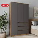 Шкаф распашной Letta 105x180x45.4 см ЛДСП цвет дуб вотан и серый графит