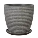 Горшок цветочный Плиссе Композит d 36.4 см 33 см 22 л бетон серый/серебристый