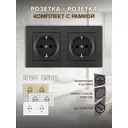 Розетка двойная встраиваемая Arte milano SET06-2-40-1x2.black с заземлением и шторками цвет черный