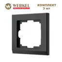Рамка для розеток и выключателей Werkel Stark 1 пост цвет черный 3 шт.