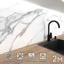 Стеновая панель глянцевая Фартукофф Мрамор Каррара 200x60x0.15 см ПВХ цвет серо-белый
