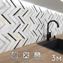 Стеновая панель Фартукофф Мрамор вертикаль 300x60x0.15 см ПВХ цвет белый/серый/черный