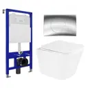 Комплект 3 в 1 инсталляция Enio Tecnico 52 + Унитаз подвесной BelBagno Due + кнопка хром