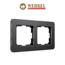 Рамка для розеток и выключателей Werkel Platinum 2 поста цвет черный
