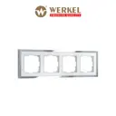 Рамка для розеток и выключателей Werkel W0042850 Baguette 4 поста цвет белый/серебро