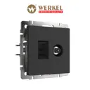 Розетка ТВ+Ethernet RJ-45 встраиваемая Werkel W1181308 цвет черный матовый