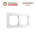 Рамка для розеток и выключателей Werkel Hammer 2 поста цвет белый 2 шт.