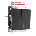 Выключатель встраиваемый Werkel W1120108 2 клавиши с подсветкой цвет черный матовый