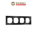 Рамка для розеток и выключателей Werkel Aluminium 4 поста цвет черный