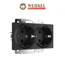 Розетка двойная встраиваемая Werkel W1172008 с заземлением цвет черный