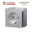 Розетка накладная Werkel Gallant a068934 с заземлением цвет серебряный 2 шт.
