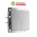 Выключатель проходной встраиваемый Werkel a051513 1 клавиша с подсветкой цвет серебряный