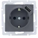 Розетка USB двойная встраиваемая Lezard Vesna 742-3488-181 с заземлением цвет графит