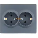 Розетка двойная встраиваемая Lezard Vesna 742-3400-127B с заземлением цвет графит