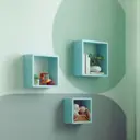 Полка настенная Spaceo 20x20 см/24x24 см/28x28 см МДФ цвет синий 3 шт