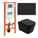 Комплект инсталляция с унитазом Belbagno ARDENTE-C BB3202CHR-MB PR с клавишей смыва цвет черный