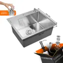 Мойка для кухни Glyph GL35044/W02-114/W405A 44x50 см глубина чаши 22 см нержавеющая сталь цвет сатин