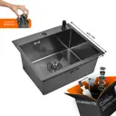 Мойка для кухни Glyph GL35040B/W02-114B/W405B 40x50 см глубина чаши 22 см нержавеющая сталь цвет графит