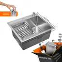 Мойка для кухни Glyph GL35044/W02-114/W302644/W405A 44x50 см глубина чаши 22 см нержавеющая сталь цвет сатин