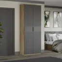 Шкаф распашной Трия Хилтон 90x226x43 см ЛДСП цвет графит матовый/дуб крафт золотой