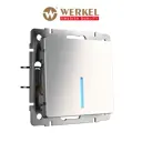 Выключатель проходной встраиваемый Werkel a051087 1 клавиша с подсветкой цвет глянцевый никель