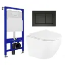 Комплект 3 в 1 инсталляция Enio Tecnico 52 + Унитаз подвесной BelBagno Uno + кнопка черная матовая2