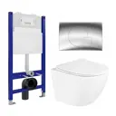 Комплект 3 в 1 инсталляция Enio Tecnico 50 + Унитаз подвесной BelBagno Uno + кнопка хром10