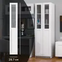 Дверь для шкафа Буккер левая 1 рифленое стекло 29.7x193.8x1.6 см ДСП цвет белый